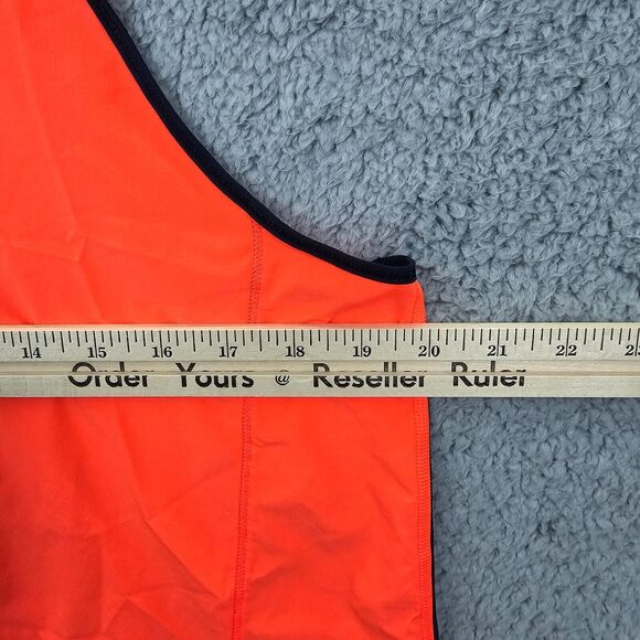 Lululemon Safety Orange Racerback Tank Workout Sleeveless Navy Back Size 10 - Picture 7 of 9